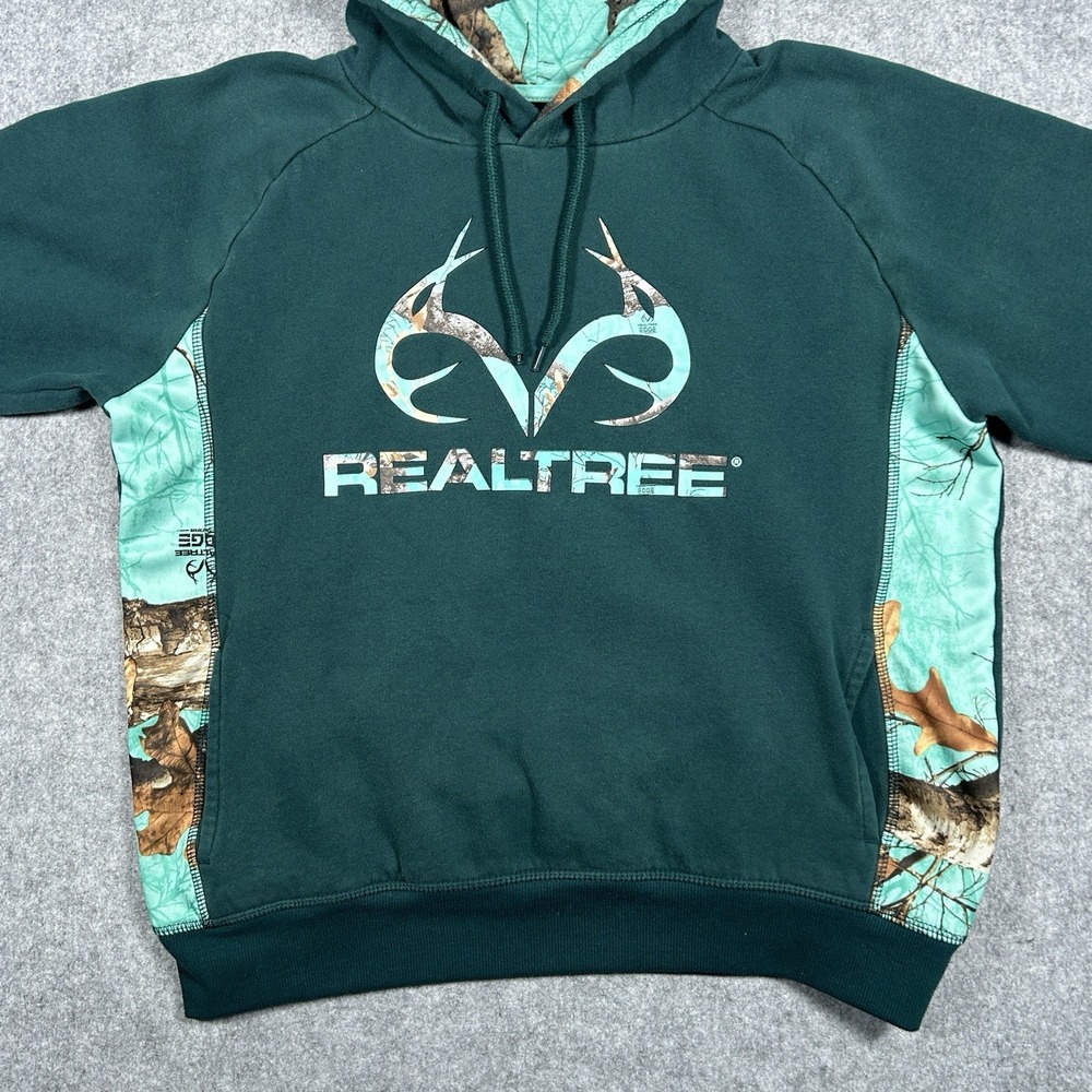 Realtree Hoodie Pullover Mens Size Small Teal Logo Camo Hunting Baggy‎ Fit - Picture 8 of 15